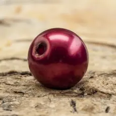 Vaxad glaspärla 10 mm, Mörkröd (10st)