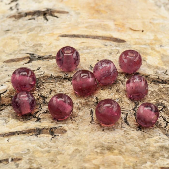 Glaspärla Prick 8x7 mm, Cerise (10st)