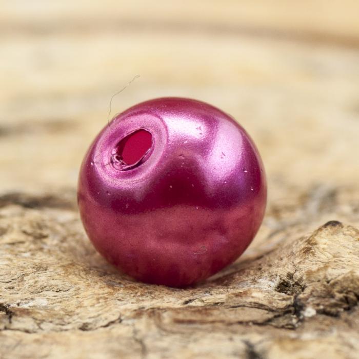 Vaxad glaspärla 6 mm, Hallon (40st)