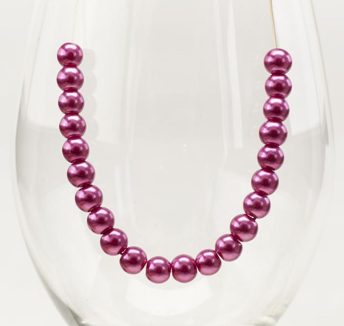 Vaxad glaspärla 6 mm, Hallon (40st)