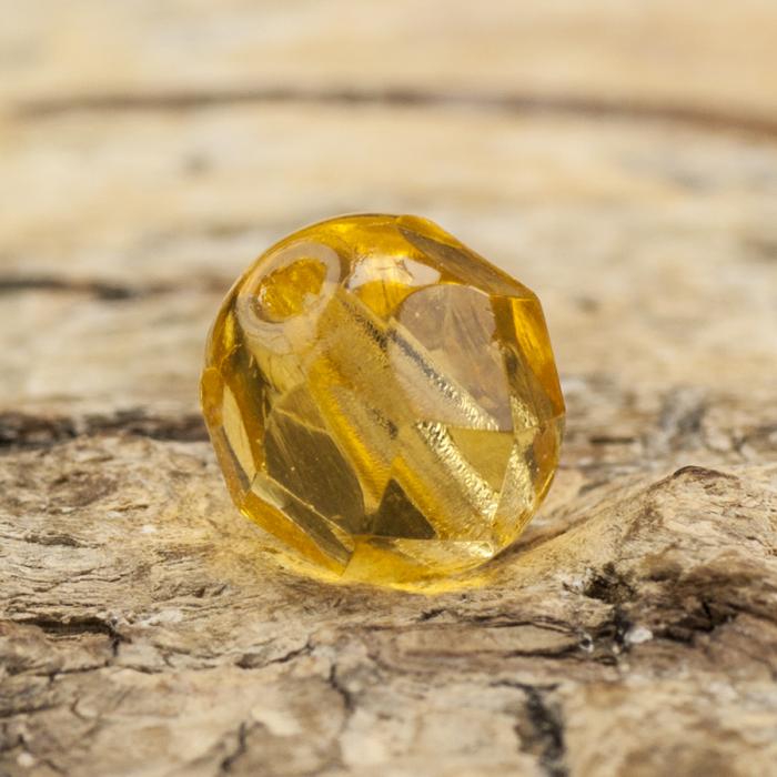 Glaspärla facetterad kula 7 mm, Honungsgul (15st)