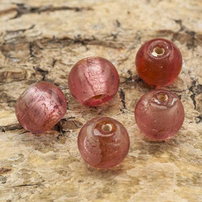 Glaspärla Unik 9x7 mm, Rosa (5st)