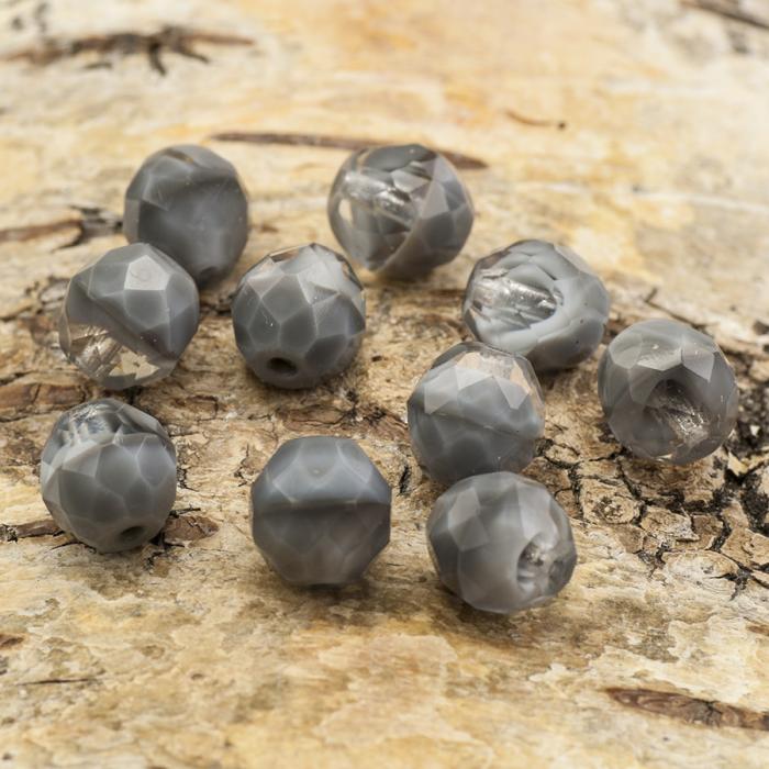 Glaspärla facetterad kula 10 mm, Grå (10st)