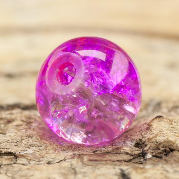 Krackelerad glaspärla rund 8 mm, Rosa/Klar (20st)