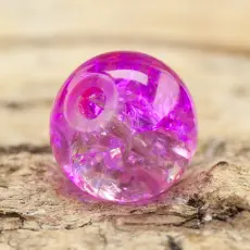 Krackelerad glaspärla rund 8 mm, Rosa/Klar (20st)