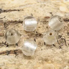 Glaspärla Unik 9x7 mm, Klar/Silverfärg (5st)