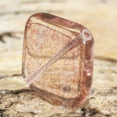 Glaspärla Fyrkant 19x19 mm, Rosa (5st)