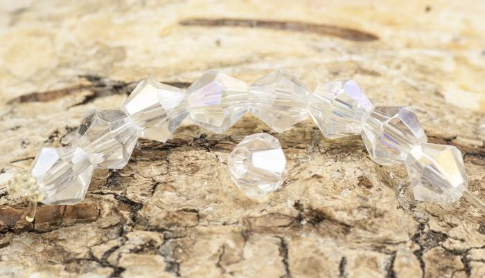 Glaspärla bicone 6 mm, Klar AB (20st)