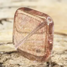 Glaspärla Fyrkant 19x19 mm, Rosa (5st)