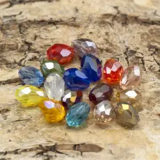 Facetterad glasdroppe 8x6 mm, Färgmix AB (10st)