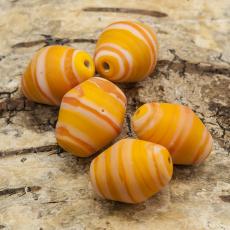 Glaspärla Fantasi 14x18 mm, Orange/Vit (5st)