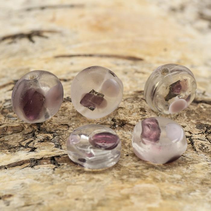 Glaspärla Puck 11 mm, Lila (5st)