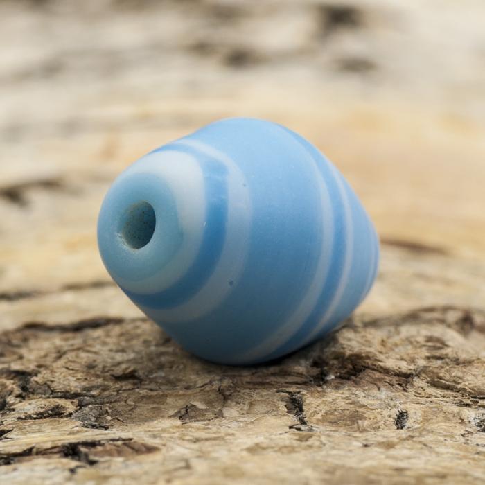 Glaspärla Fantasi 14x18 mm, Ljusblå/Vit (5st)