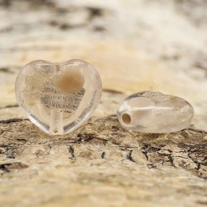 Glaspärla Hjärta 15x15 mm, Natur (st)