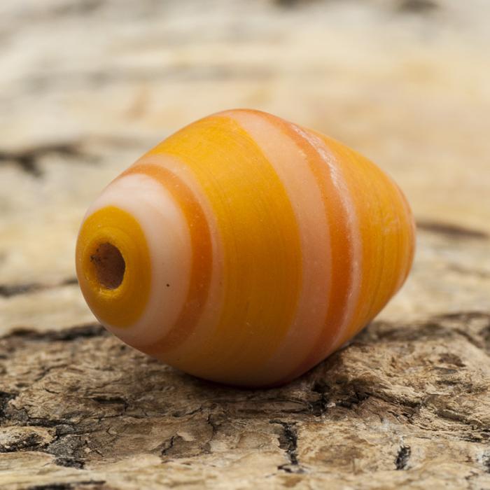 Glaspärla Fantasi 14x18 mm, Orange/Vit (5st)