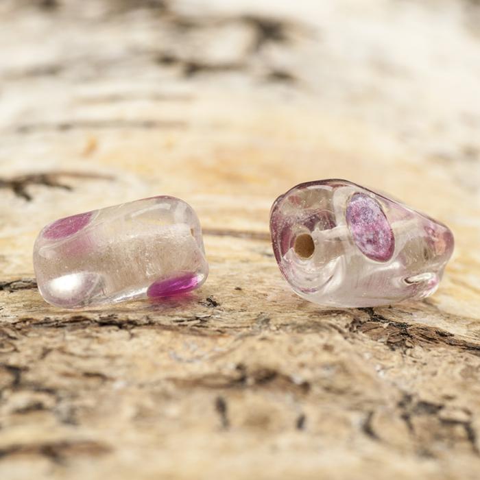 Glaspärla Vriden 9x13 mm, Cerise/Rosa (5st)