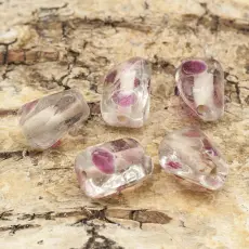 Glaspärla Vriden 9x13 mm, Cerise/Rosa (5st)