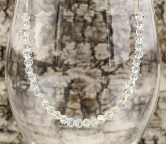 Glaspärla facetterad kula 4 mm, Klar AB (30st)