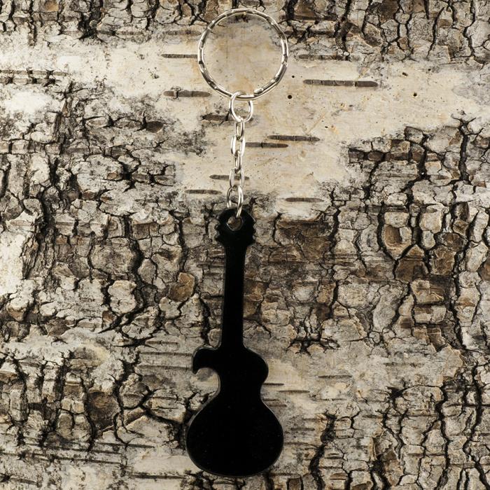 Nyckelring Gitarr med kapsylöppnare 27x124 mm, Svart (st)
