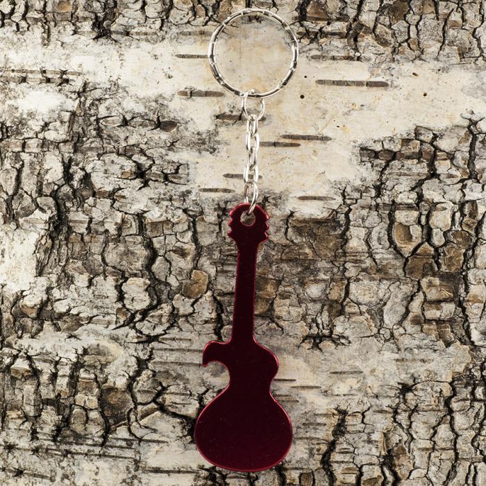 Nyckelring Gitarr med kapsylöppnare 27x124 mm, Röd (st)