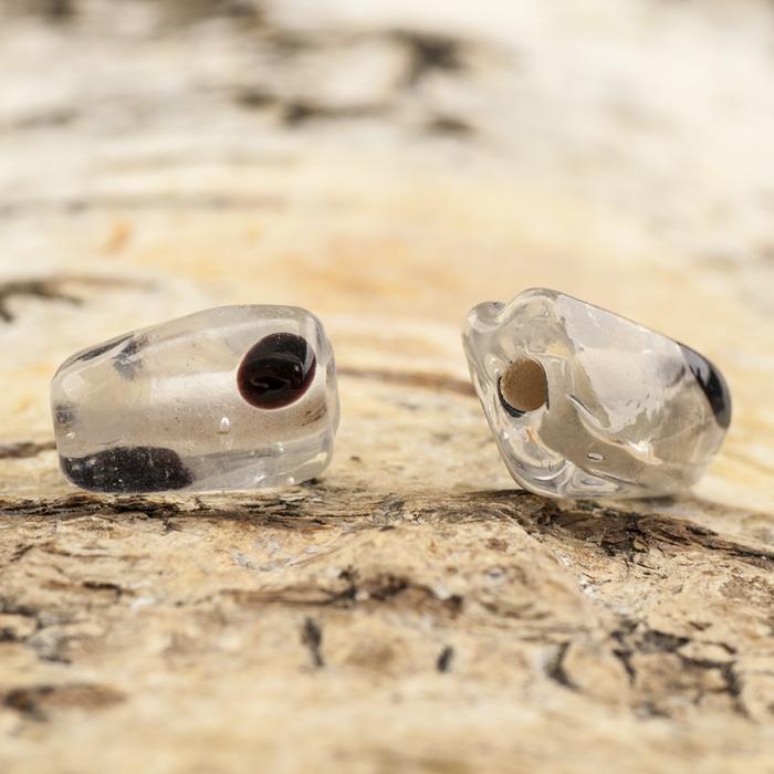 Glaspärla Vriden 9x13 mm, Klar/Svart (5st)