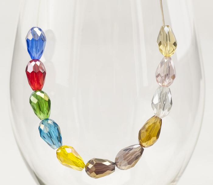 Facetterad glasdroppe 12x8 mm, Färgmix AB (10st)