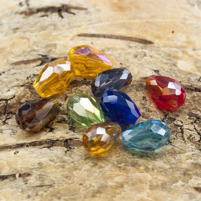 Facetterad glasdroppe 12x8 mm, Färgmix AB (10st)