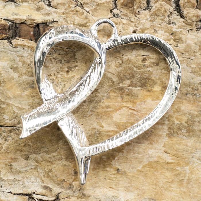 Berlock Bandhjärta strass 26x25 mm, Rosa/Silverfärg (st)