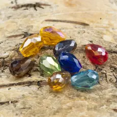 Facetterad glasdroppe 12x8 mm, Färgmix AB (10st)