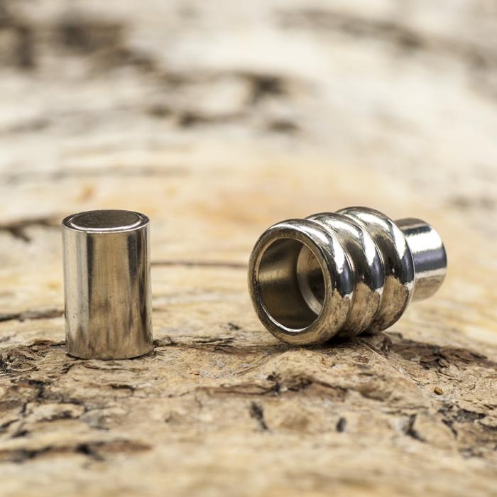 Magnetlås med ringar 9x18 mm, Platinafärg (st)
