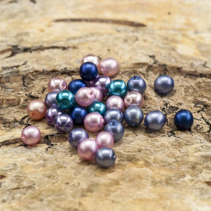Vaxad glaspärla 4 mm, Färgmix (60st)