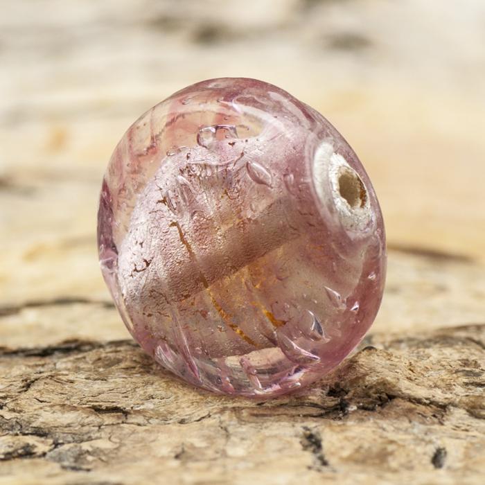 Glaspärla Puck 14 mm, Rosalila (5st)