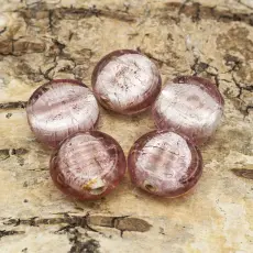 Glaspärla Puck 14 mm, Rosalila (5st)