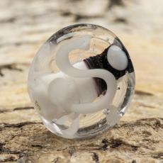 Glaspärla Puck 16x6 mm, Svart/Vit (st)