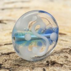 Glaspärla Puck 16x6 mm, Ljusblå/Mörkblå (st)