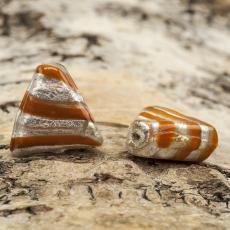 Glaspärla Triangel 17 mm, Orange/Silver (st)