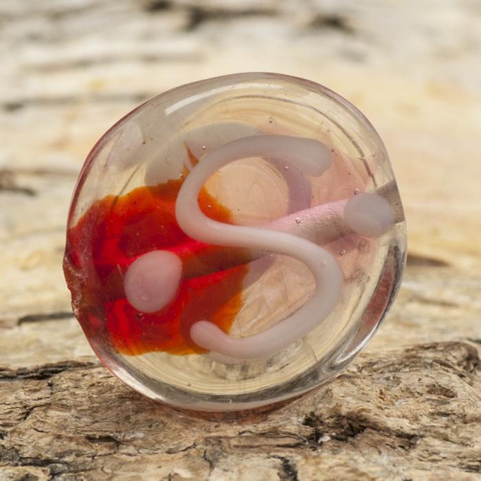 Glaspärla Puck 16x6 mm, Röd/Rosa (st)