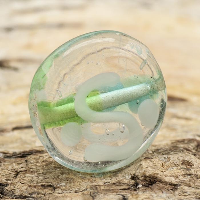 Glaspärla Puck 16x6 mm, Turkos/Grön (st)