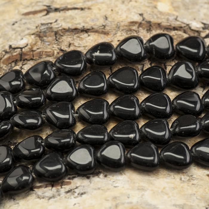 Pärla Hjärta Svart Onyx 10 mm, (3st)