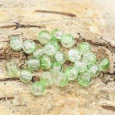 Krackelerad glasp&auml;rla rund 6 mm, Gr&ouml;n/Klar (40st)