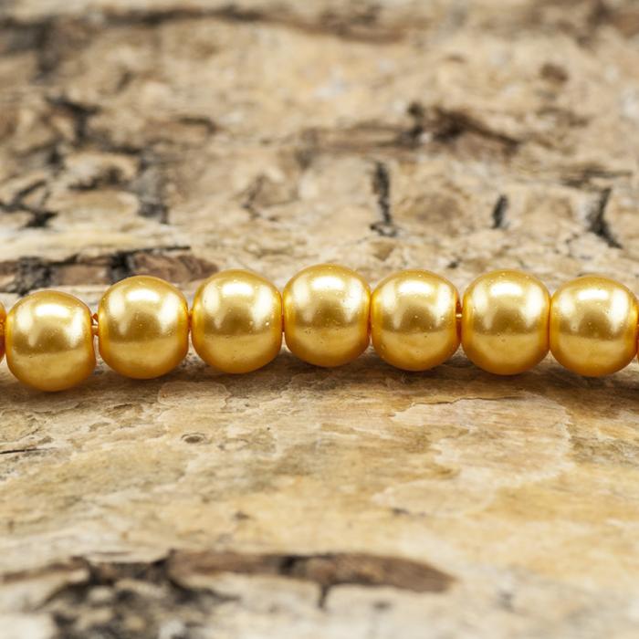 Vaxad glaspärla 4 mm, Guld (60st)