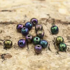 Glaspärla rund metallic 4 mm, Lilamulti (60st)