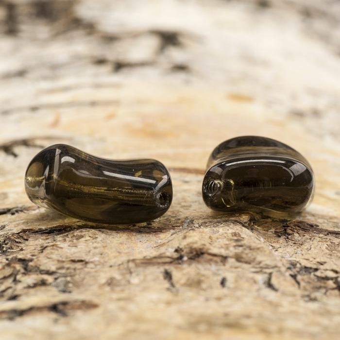 Glaspärla Fantasi 15,5x17 mm, Mörkgrå (5st)
