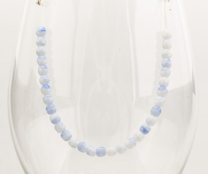 Glaspärla Unik 4x4 mm, Blå/Vit (60st)