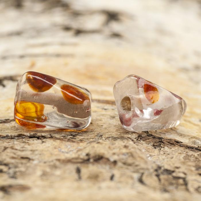 Glaspärla Vriden 9x13 mm, Brun/Orange (5st)