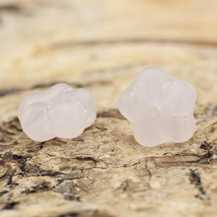 Frostad glaspärla blomma 7 mm, Rosa (20st)