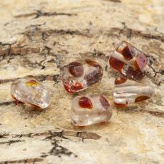Glaspärla Vriden 9x13 mm, Brun/Orange (5st)