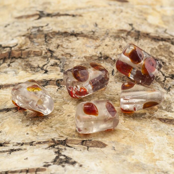 Glaspärla Vriden 9x13 mm, Brun/Orange (5st)