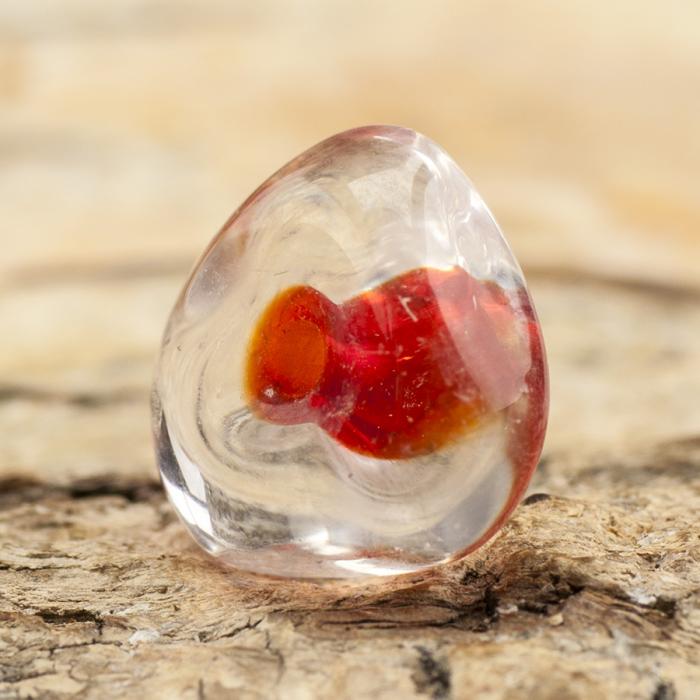 Glaspärla Triangel 12 mm, Klar/Röd (5st)