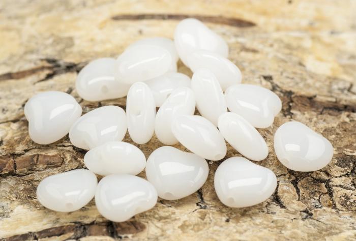 Glaspärla Hjärta 7,5x8 mm, Vit (20st)